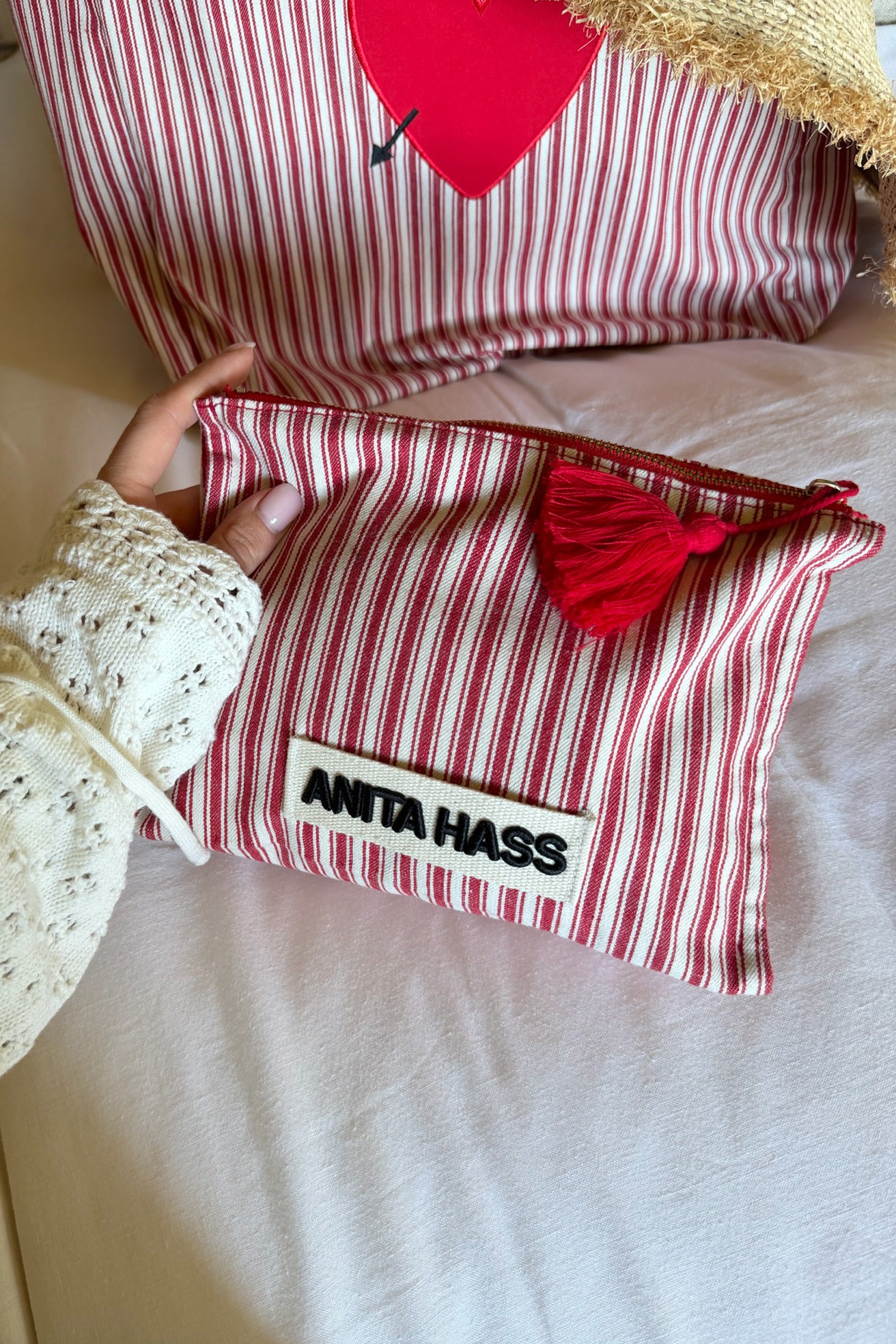 Pouch Treasure in Red/White by Anita Hass - Anita Hass