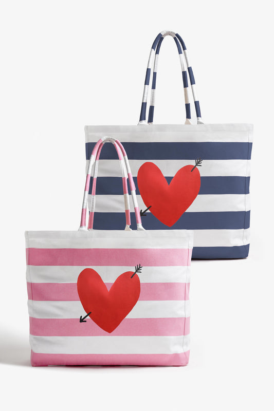 "Heart" Large Tote Set in Stripe by Anita Hass - Anita Hass