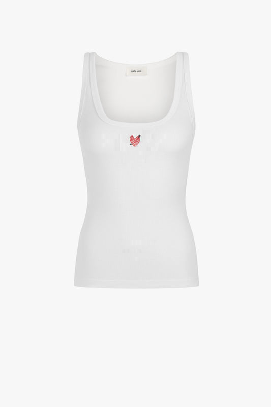 Pearl Heart Tank Top in White by Anita Hass - Anita Hass