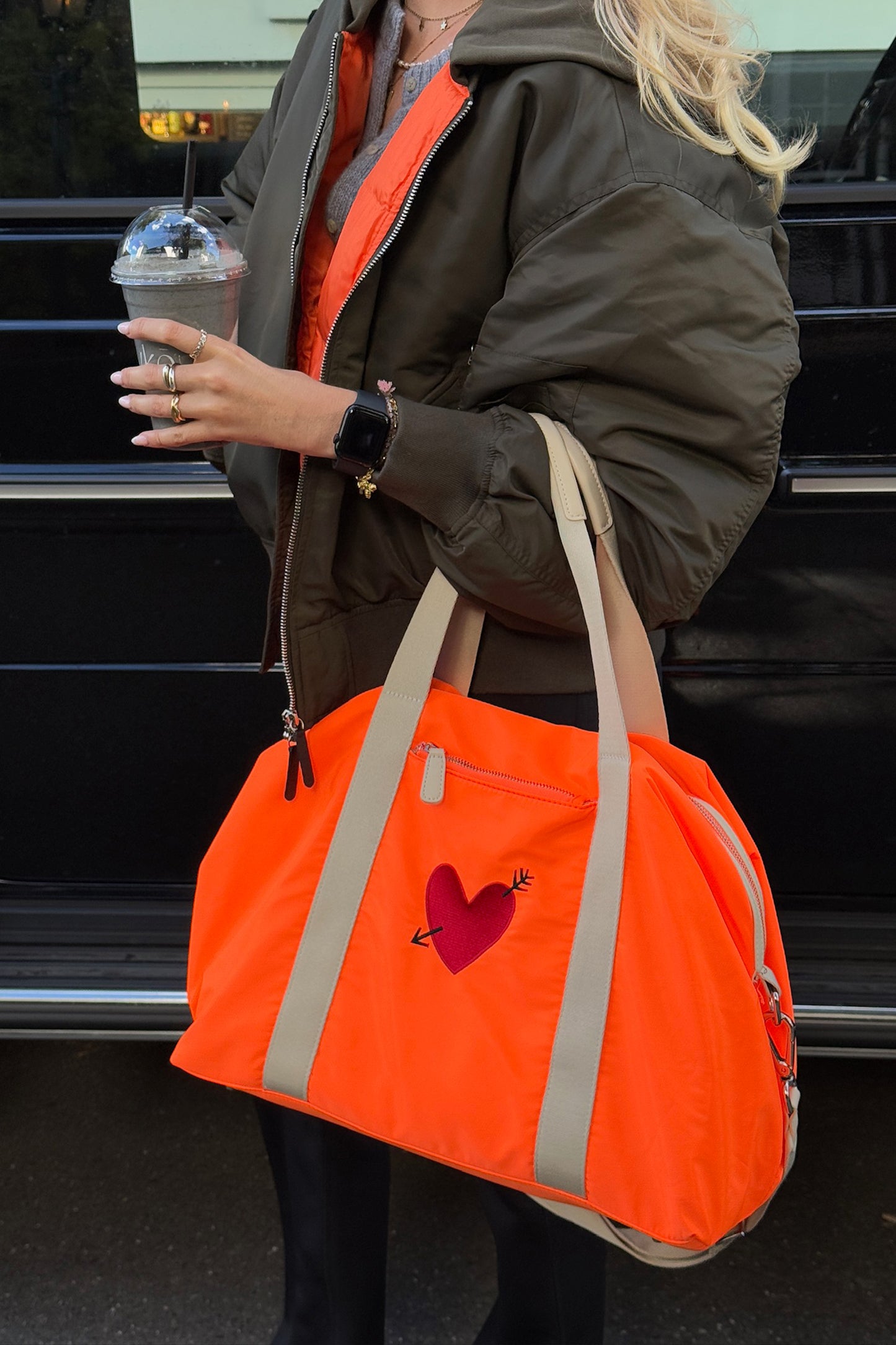 Ensemble de sacs « Heart » en nylon orange fluo - Anita Hass - Anita Hass