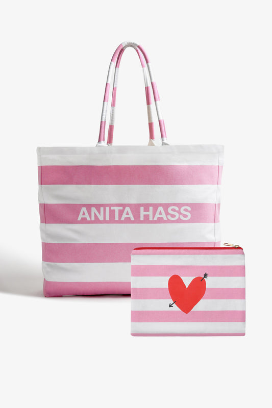 "Heart" Large Bag Set in Candy/White by Anita Hass - Anita Hass