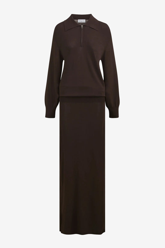 "The Sabine Polo" Dress in Truffle by Brandon Maxwell - Anita Hass