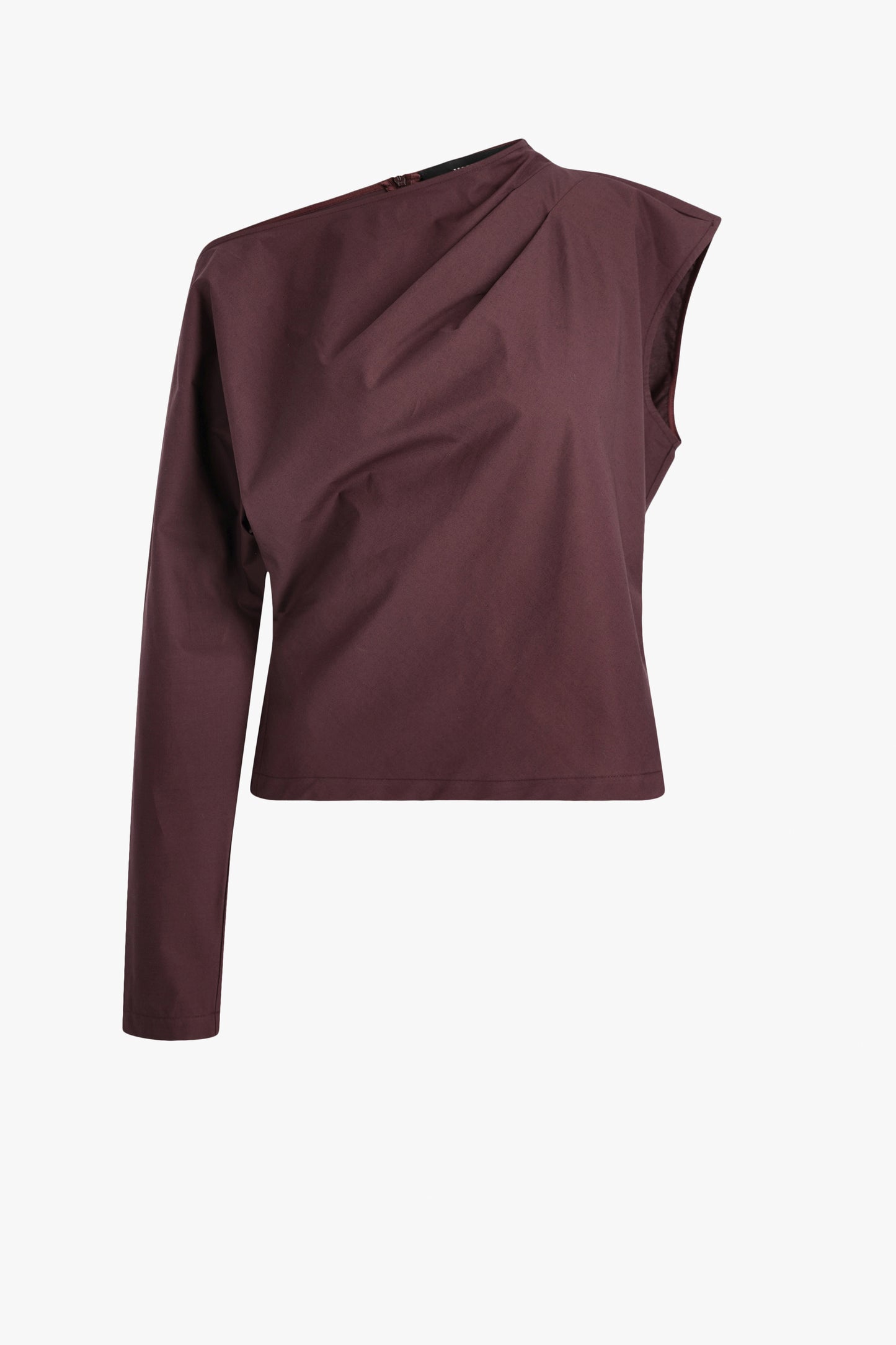 One-Sleeve Blouse in Burgundy by Federica Tosi - Anita Hass