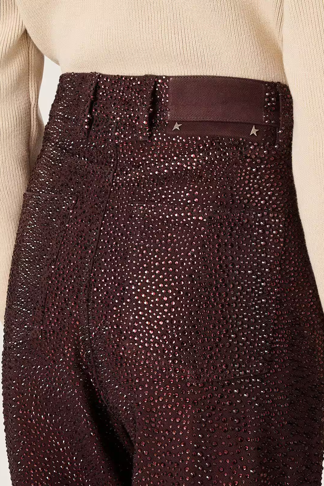 Journey Crystals Degrade Pants in Burgundy by Golden Goose - Anita Hass