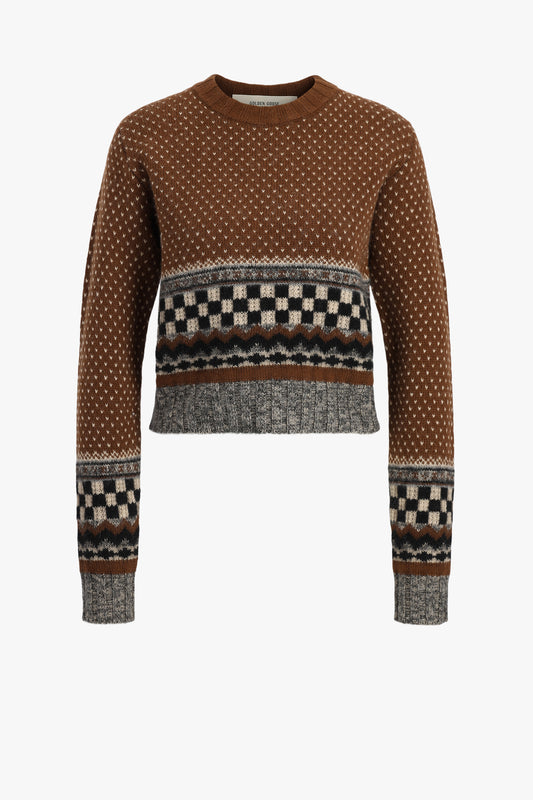 Pullover Geometric Jacquard in Brown Golden Goose