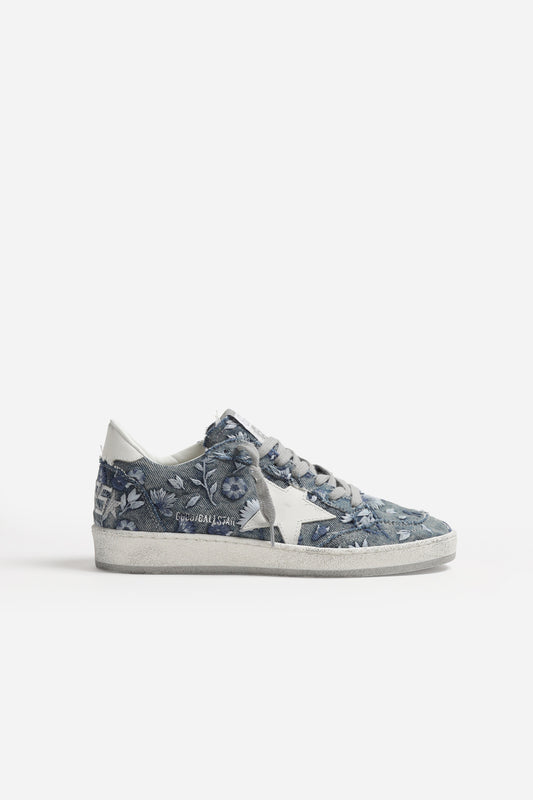 Sneaker Ball Star in Denim Flowers by Golden Goose - Anita Hass