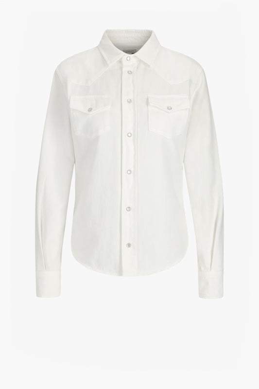 Western-Style Denim Blouse in Optical White by Jacob Cohën - Anita Hass