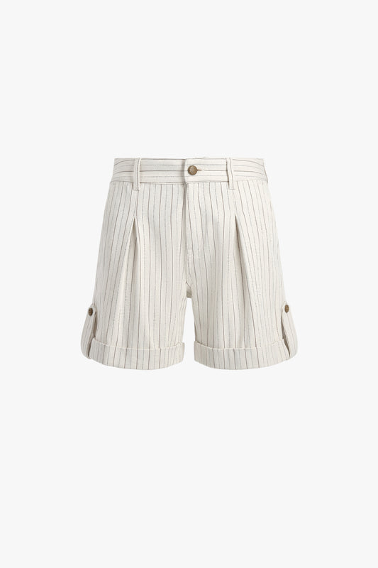 Jenny Shorts in Ecru Riga Marrone by Jacob Cohën - Anita Hass