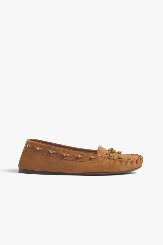 Milly Suede Caramel Loafers by Khaite - Anita Hass