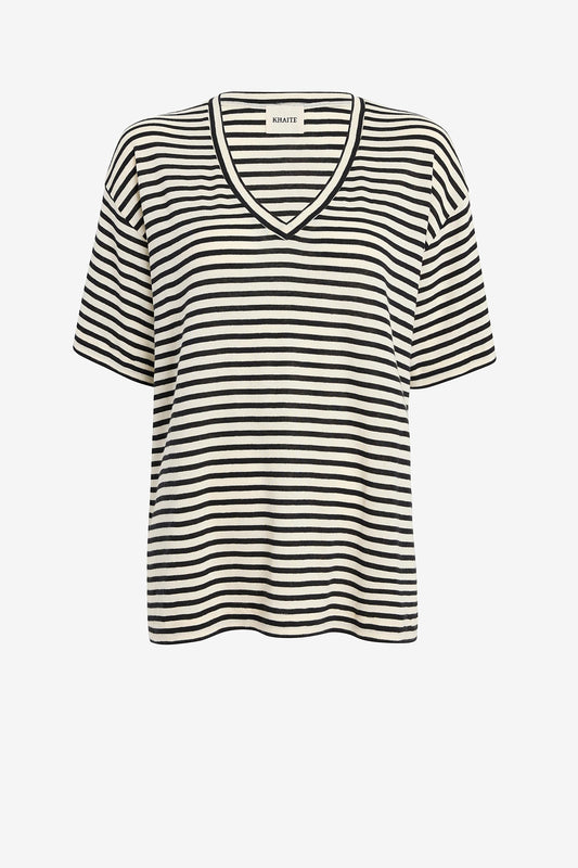 Linda T-Shirt in Black/Ivory by Khaite - Anita Hass