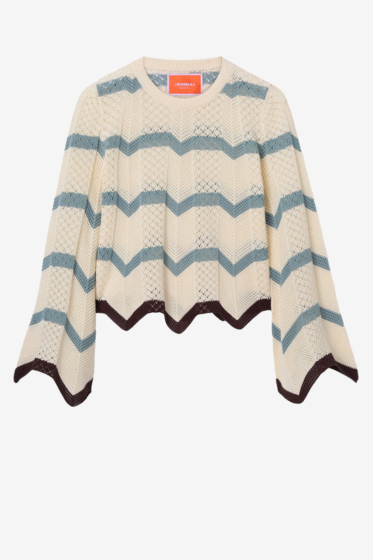 Pullover Chevron in Blue/Ivory La Double J