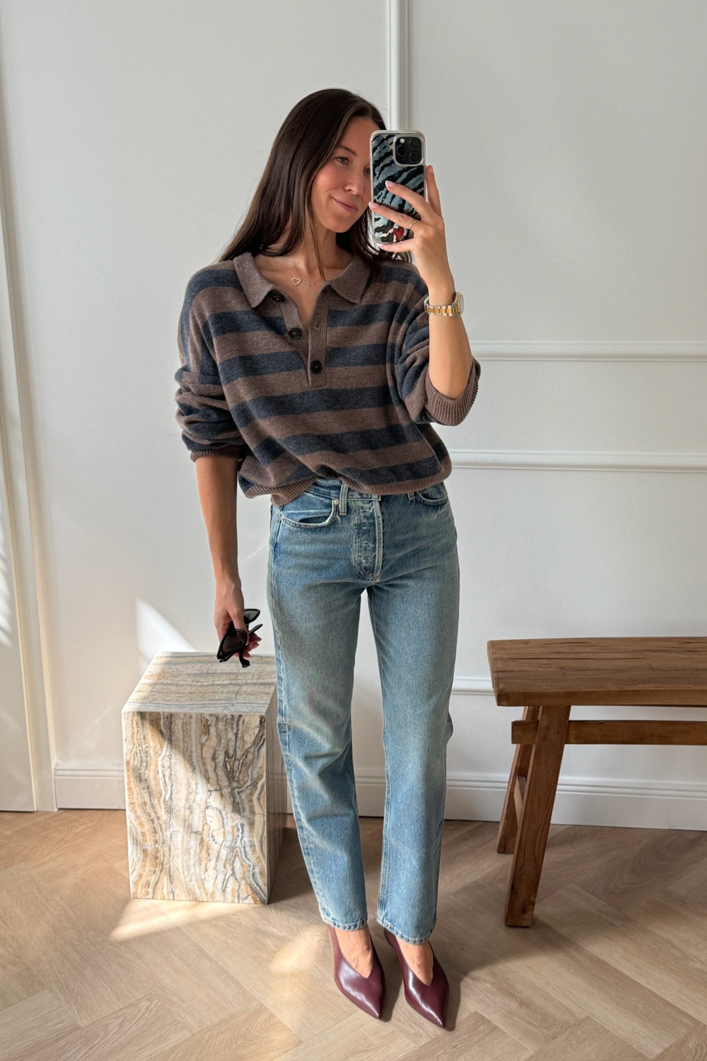 Strickpolo Celia in Taupe/AnthrazitLadneri - Anita Hass