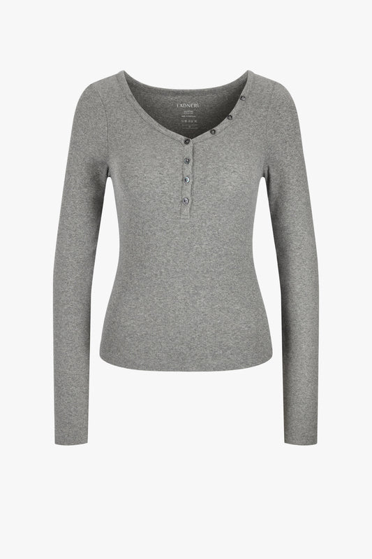 Greta Long-Sleeve Top in Gray Melange by Ladneri - Anita Hass