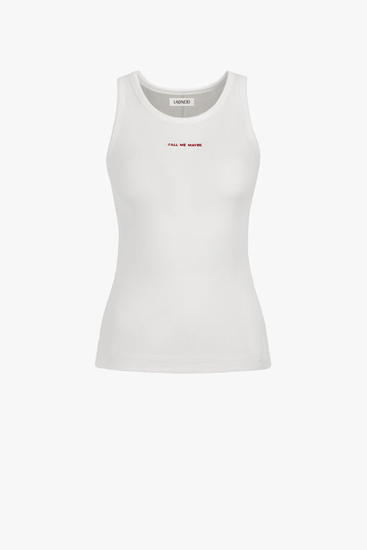 La Coeur Embroidery Tank Top in White – Ladneri