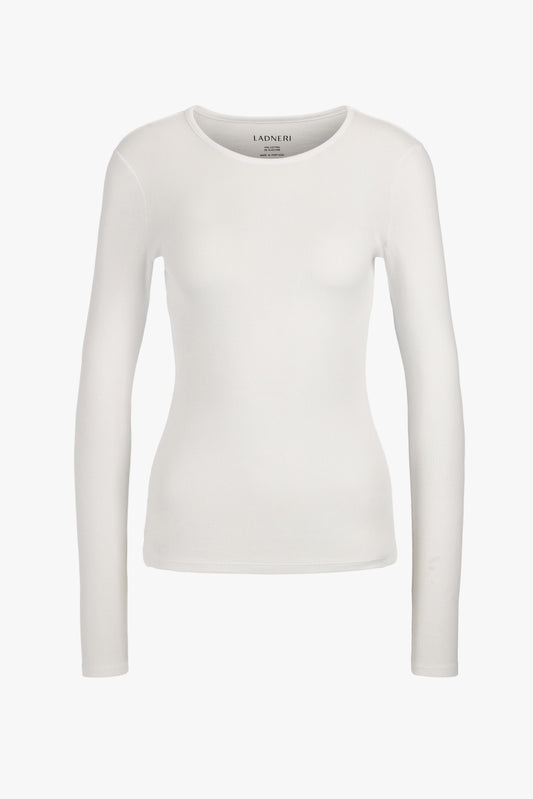 Longsleeve Line in Weiß – Ladneri