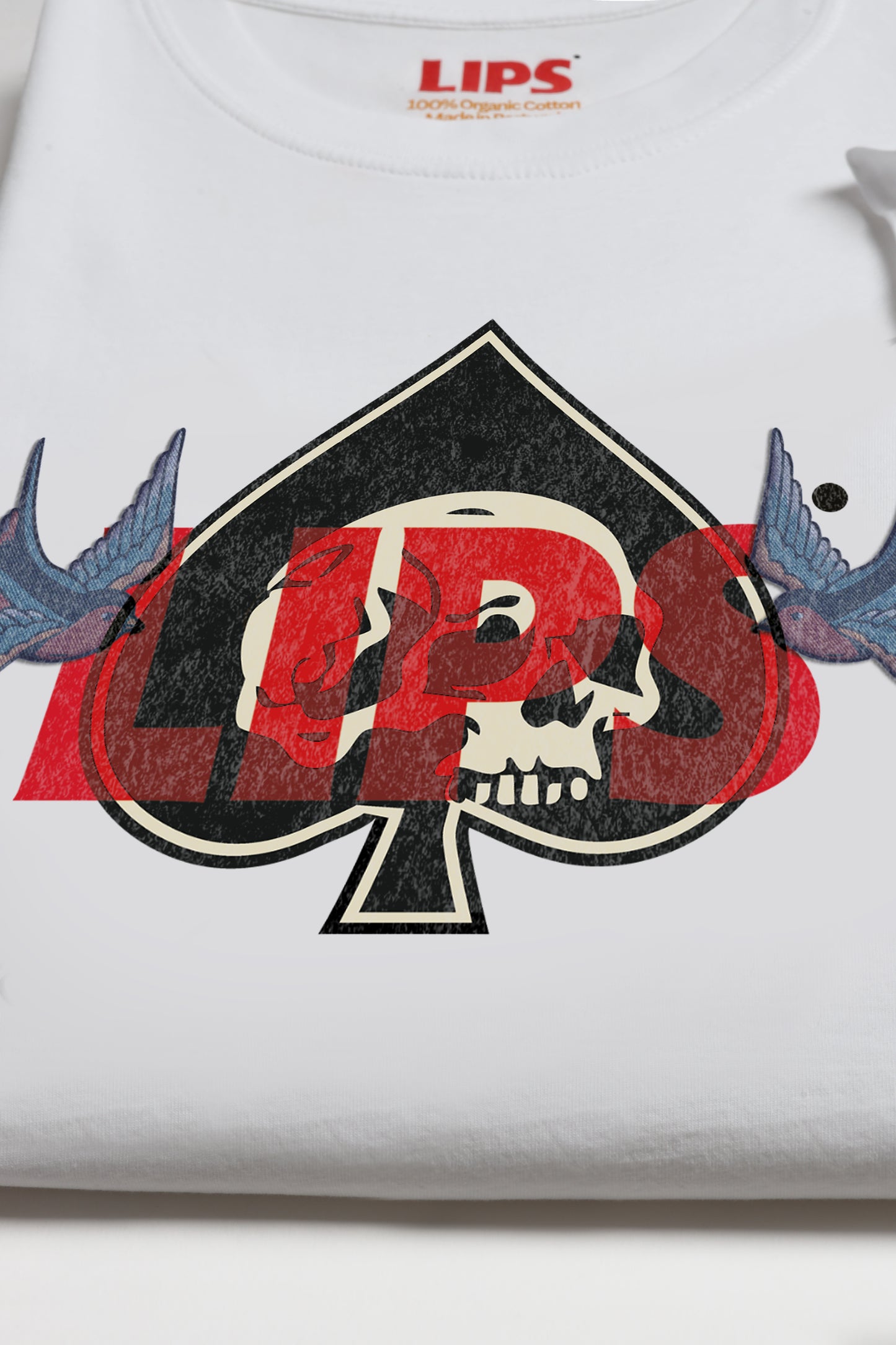 T-Shirt Skull & Bird in Weiß Lips