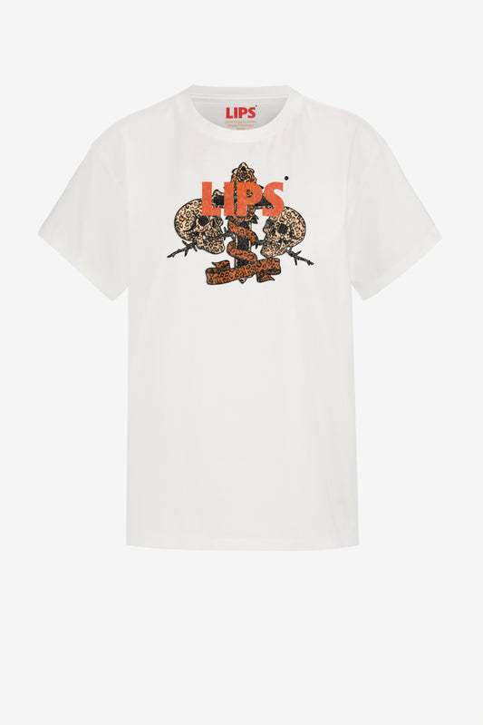 T-Shirt Skull & Cross in Weiß Lips