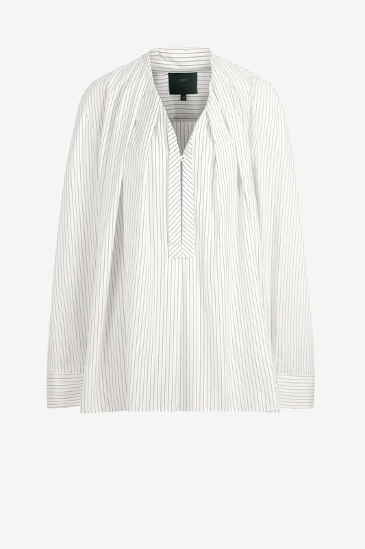 Carla Blouse in White/Blue Stripes by Maison Jejia - Anita Hass