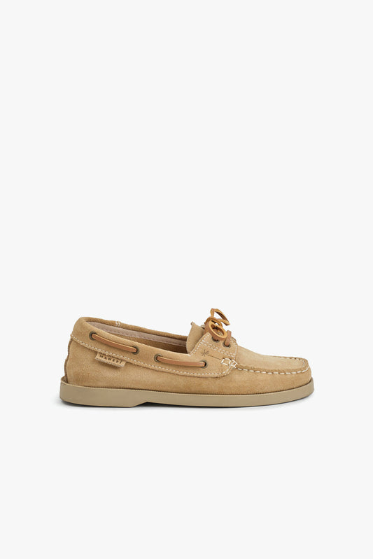 Champagne Suede Boat Shoes by Manebi - Anita Hass