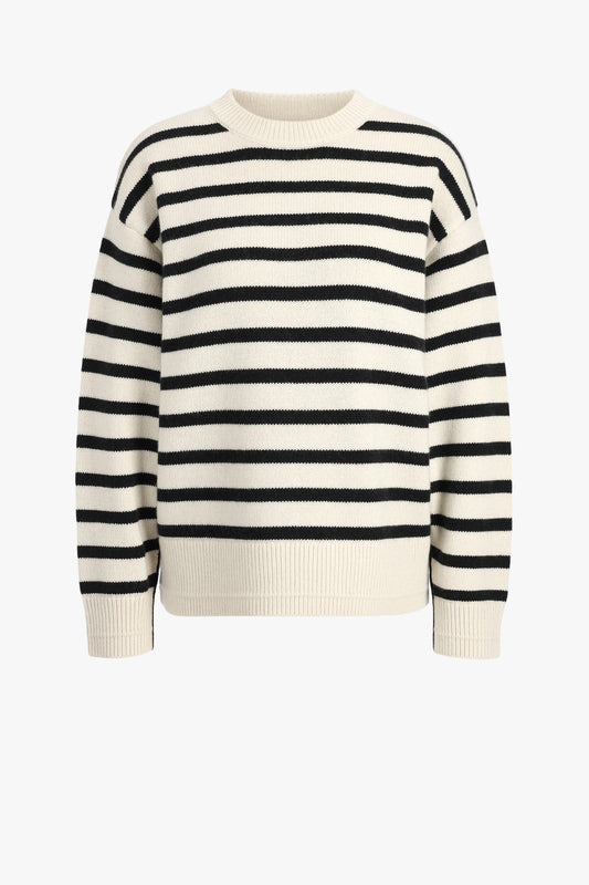 "Ladder Cape" Sweater in Ivory/Black