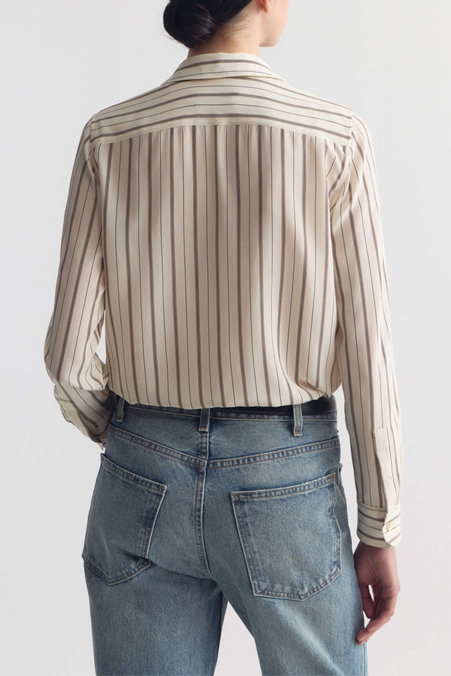 Gaia Slim Blouse in Brandy Stripe by Nili Lotan - Anita Hass