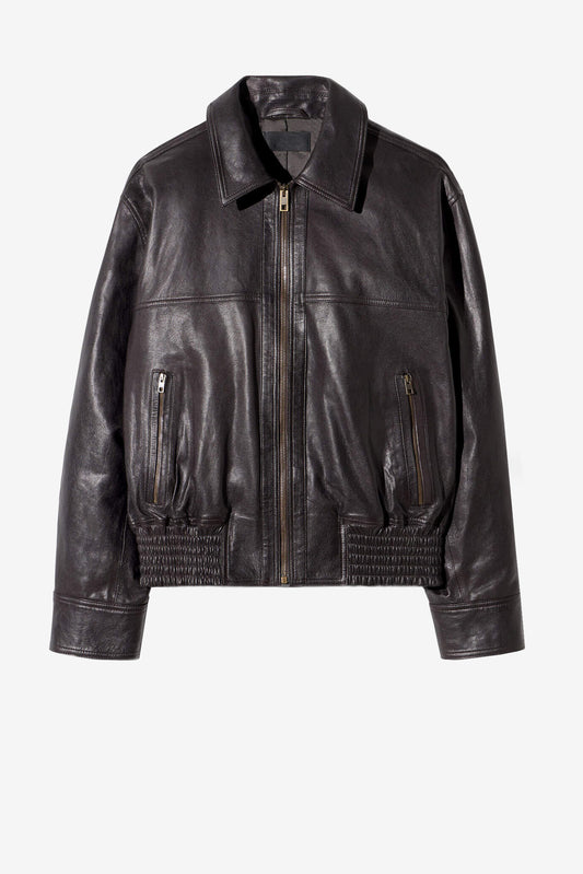 Aime Leather Jacket in Brown