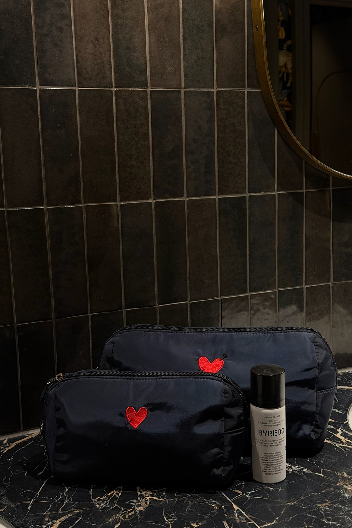 Pouch 'Heart' Large in Navy NylonAnita Hass - Anita Hass