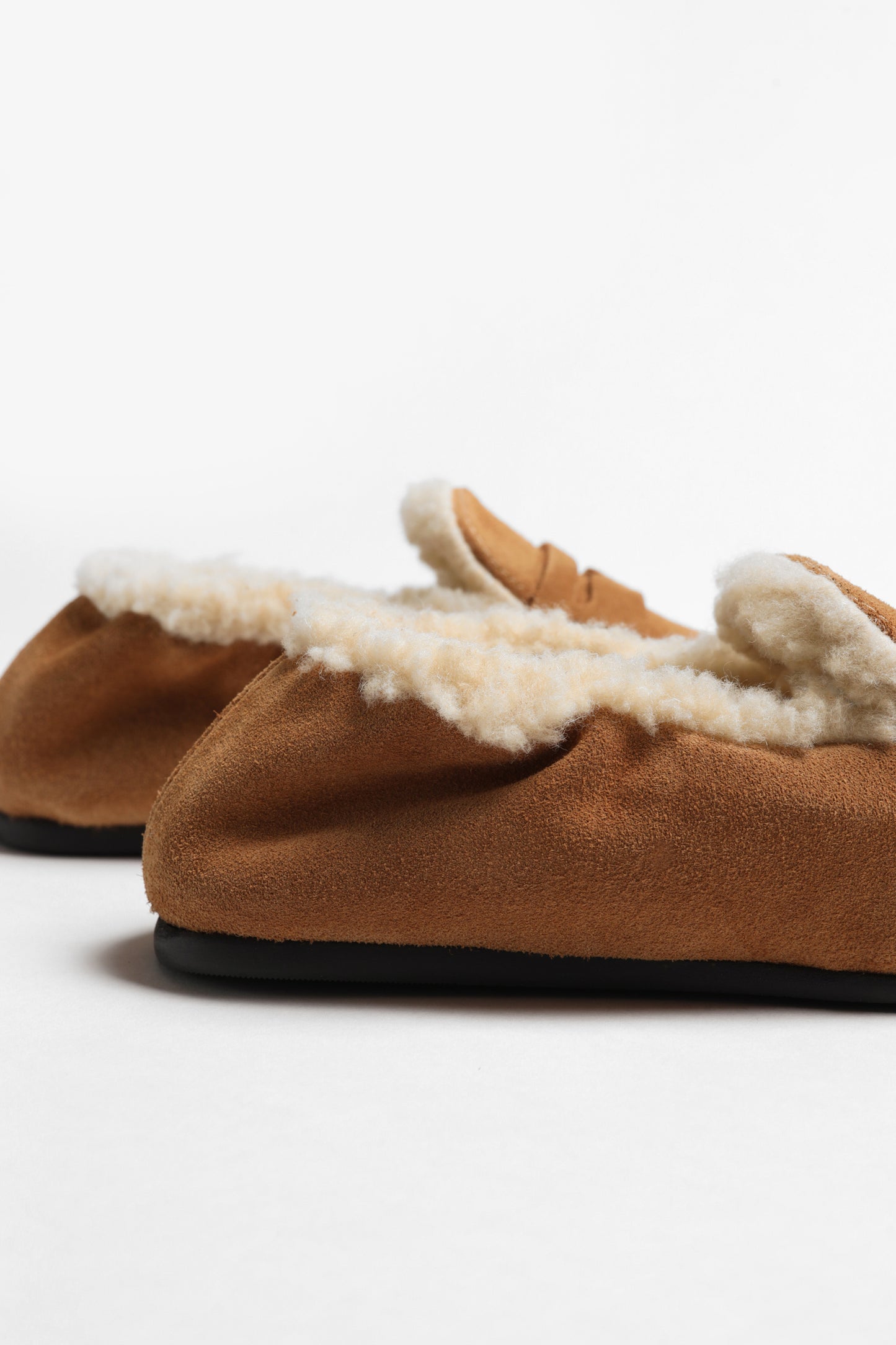 Mocasines «Penny Square Fur» en ante color coñac