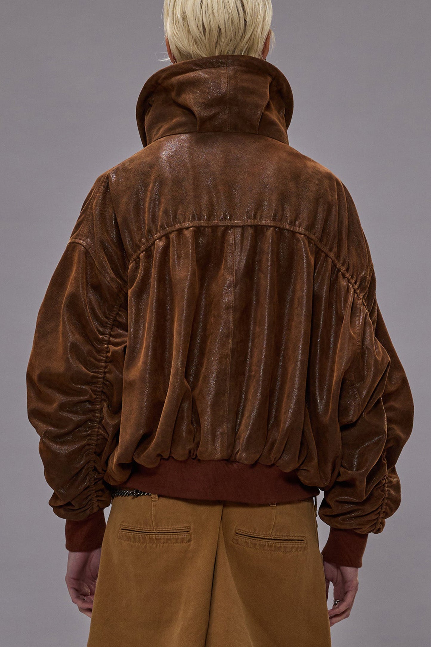 Lederjacke Shirred Oversized Bomber in BraunR13 - Anita Hass