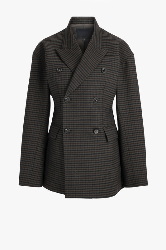 Blazer Cedric Sculpted in Grey Check Tibi