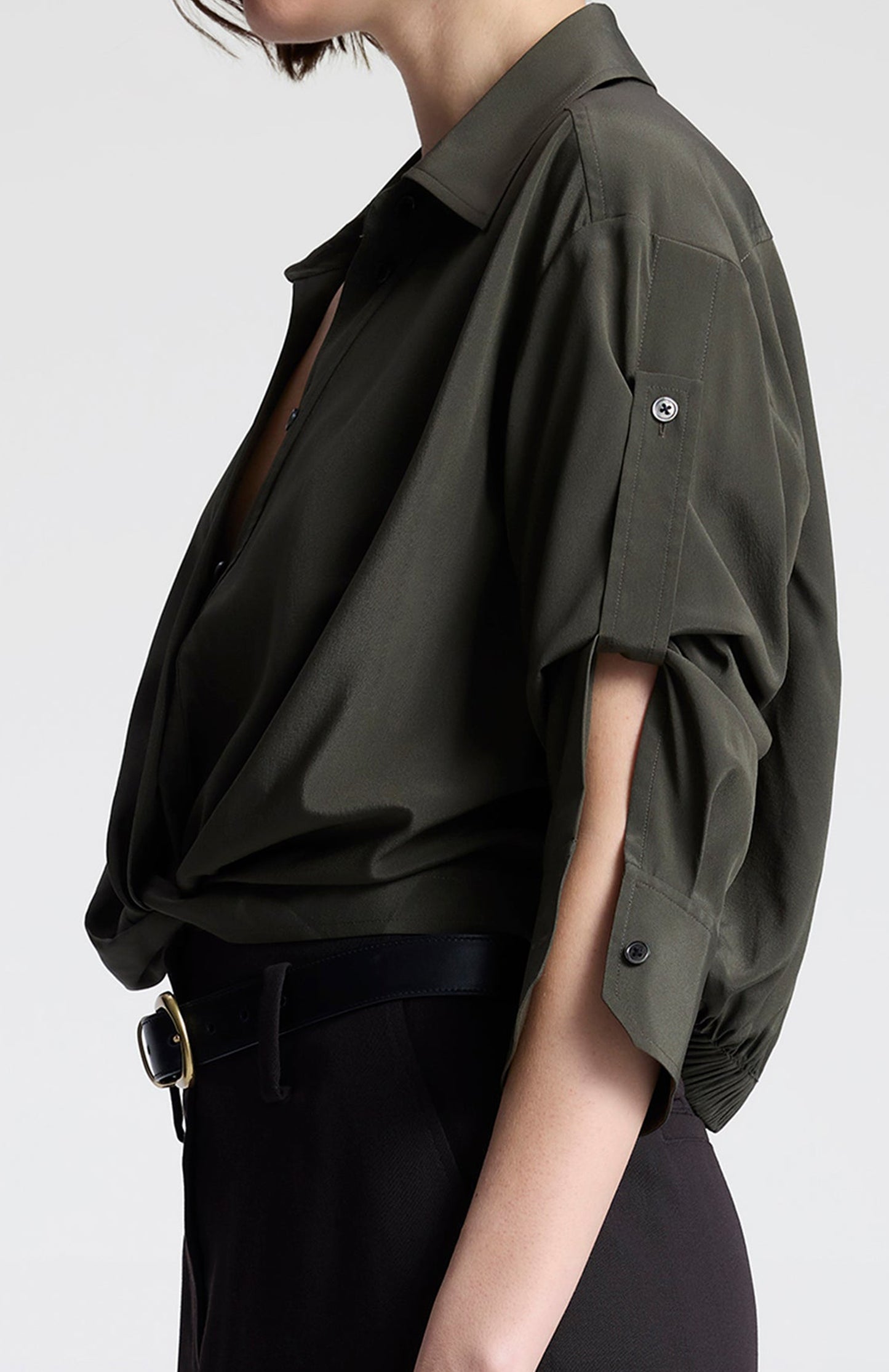 Bluse Leo Cropped in Olive BrownA.L.C. - Anita Hass