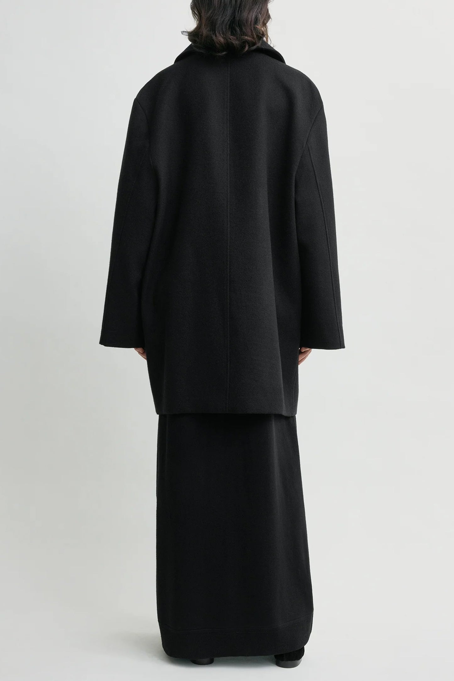 Broad Peacoat jacket in black