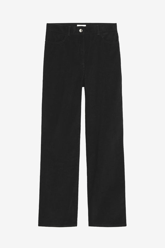 Straight-Leg Cord Pants in Black by Toteme - Anita Hass