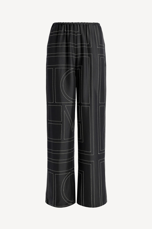 Seidenhose Monogram PJ in Schwarz Toteme