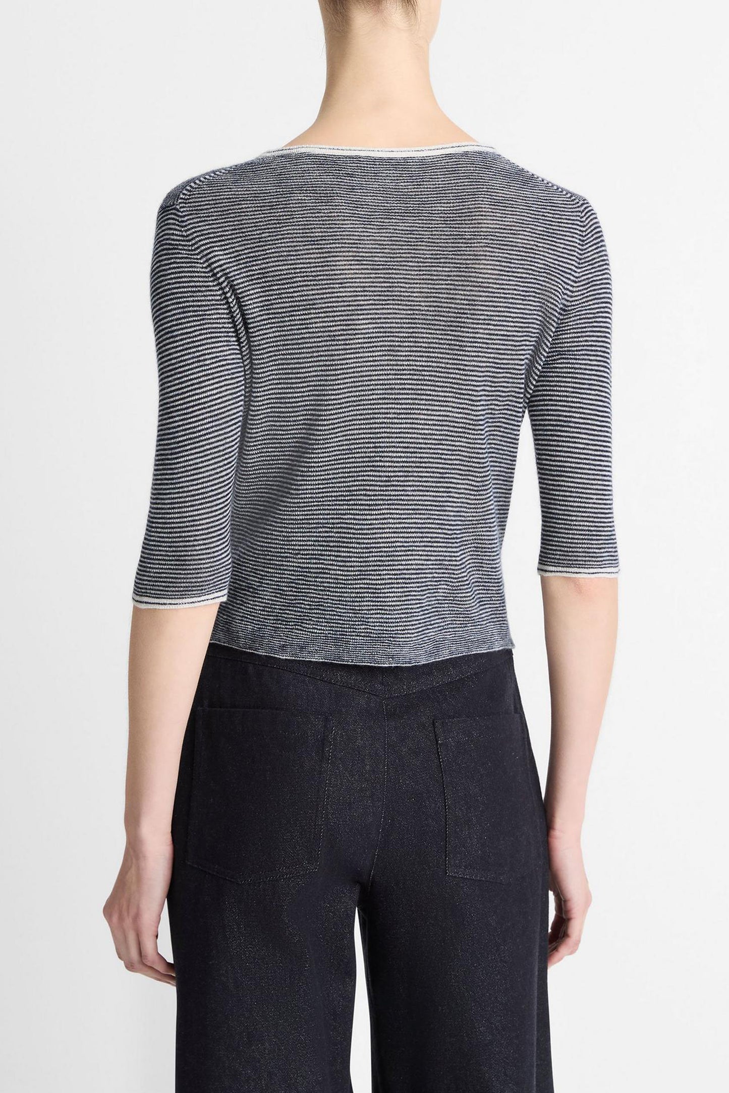 Cardigan Microstripe in Off White ComboVince - Anita Hass