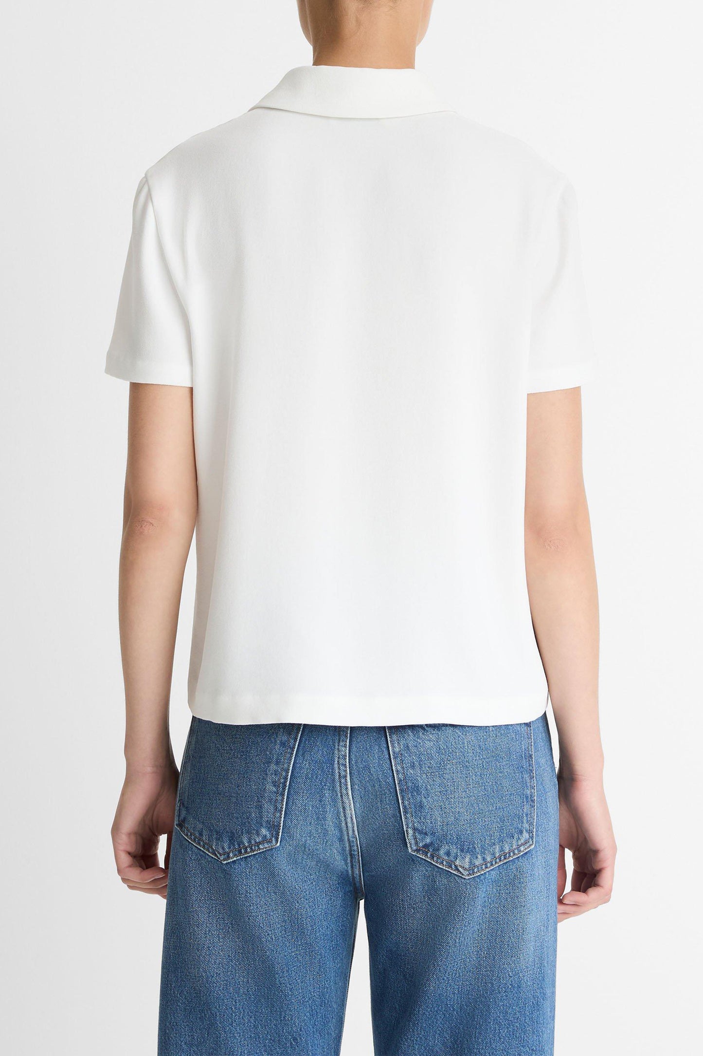 Crepe polo shirt in off-white