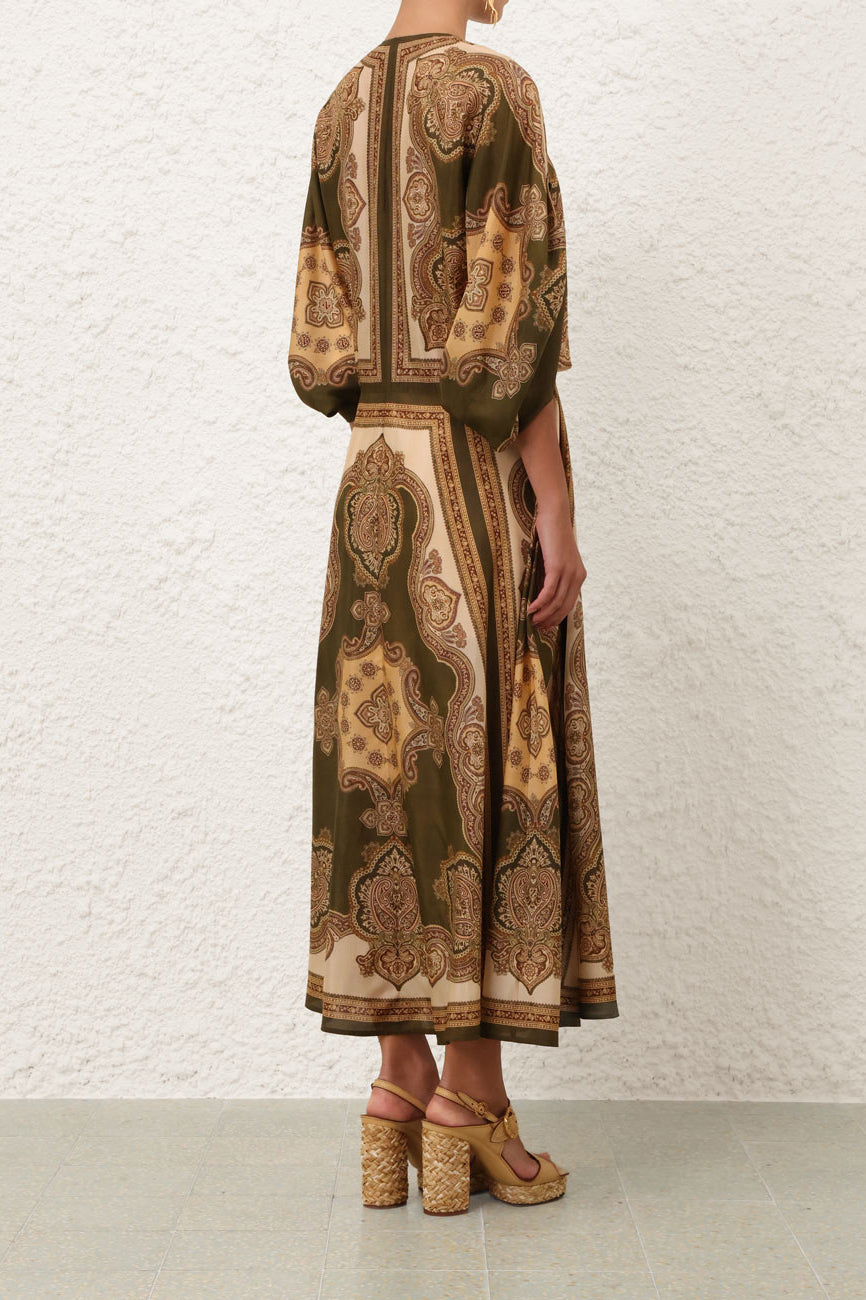 Mahon Dress in Olive Paisley