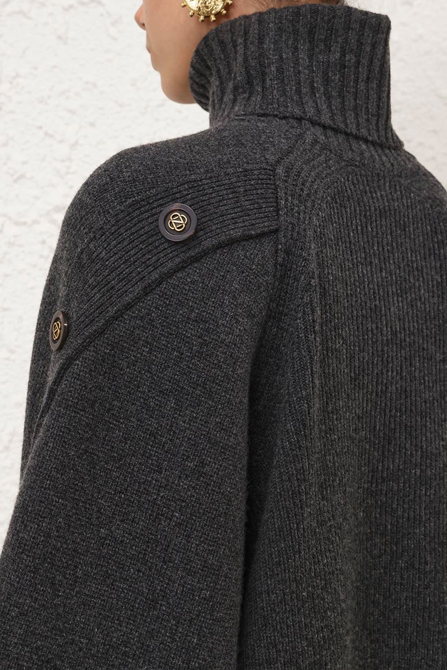 Valiant Buttoned Sweater in Graphite