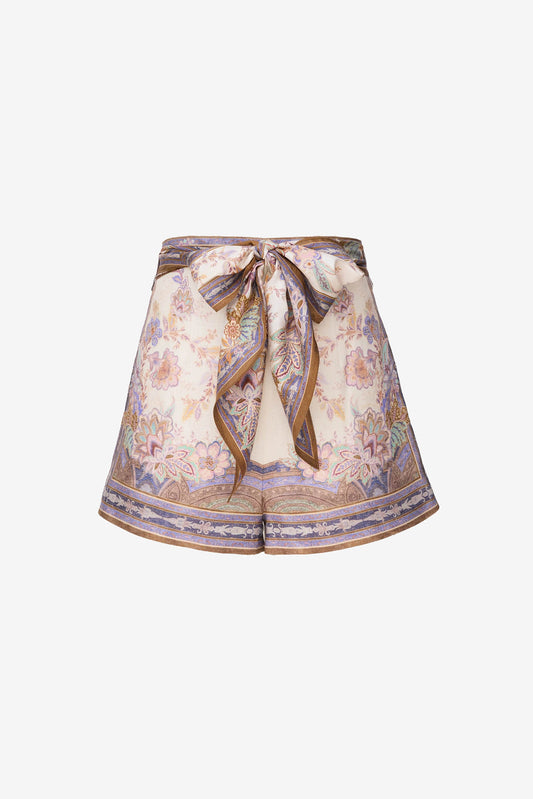 Luna Scarf Shorts in Cream Blue Paisley by Zimmermann - Anita Hass