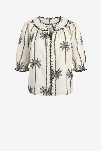 Belina Blouse in Ivory Palms