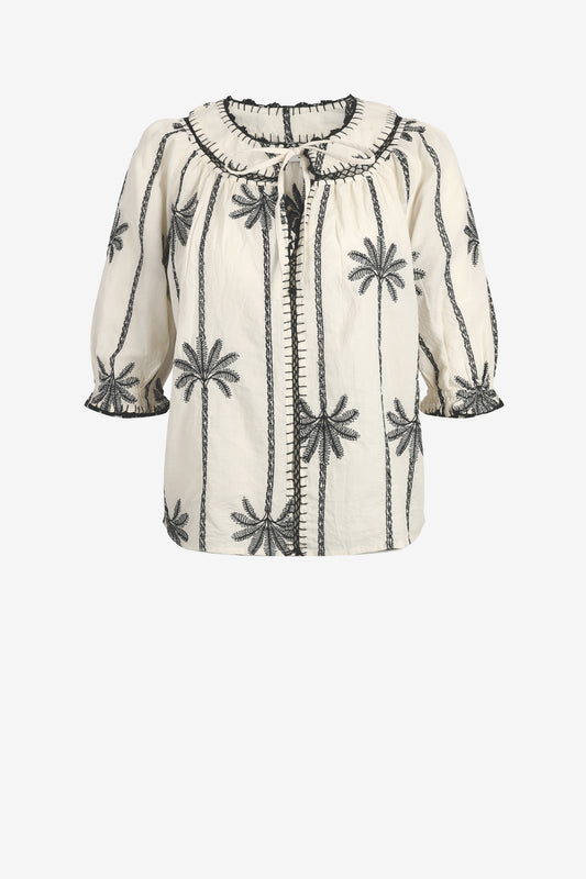 Belina Blouse in Ivory Palms