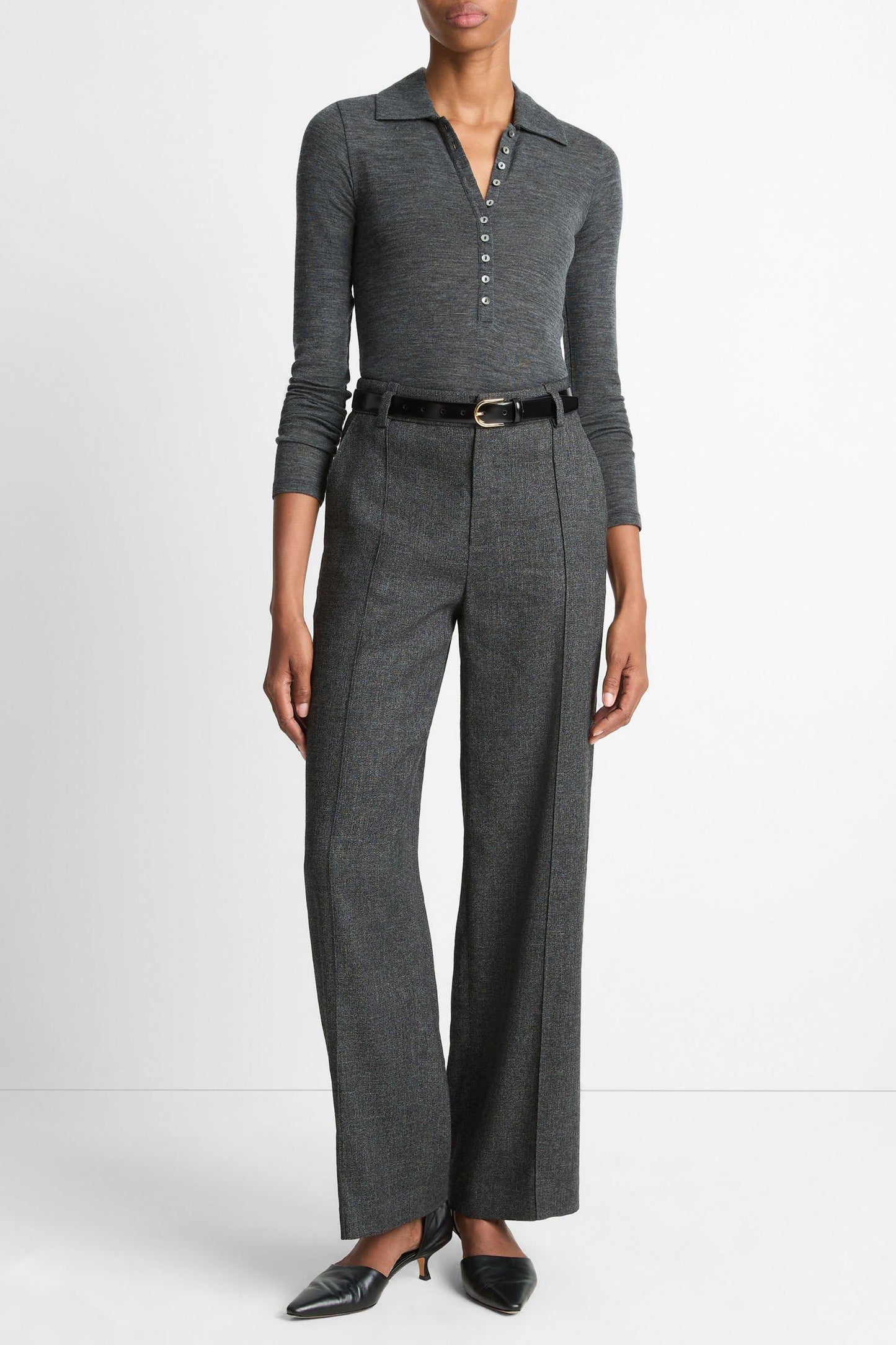 Longsleeve Polo in Heather GreyVince - Anita Hass