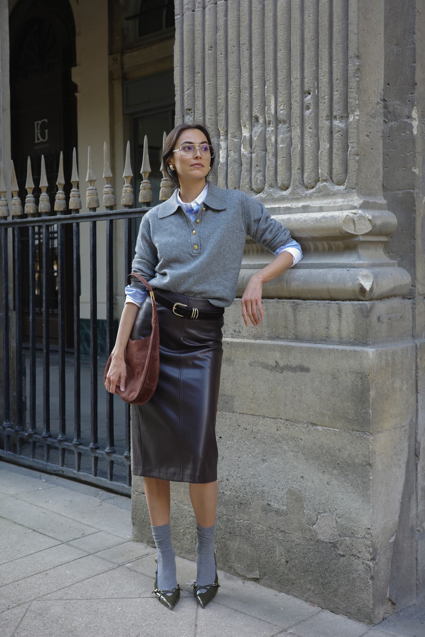 Knit Polo Celeste in Grey