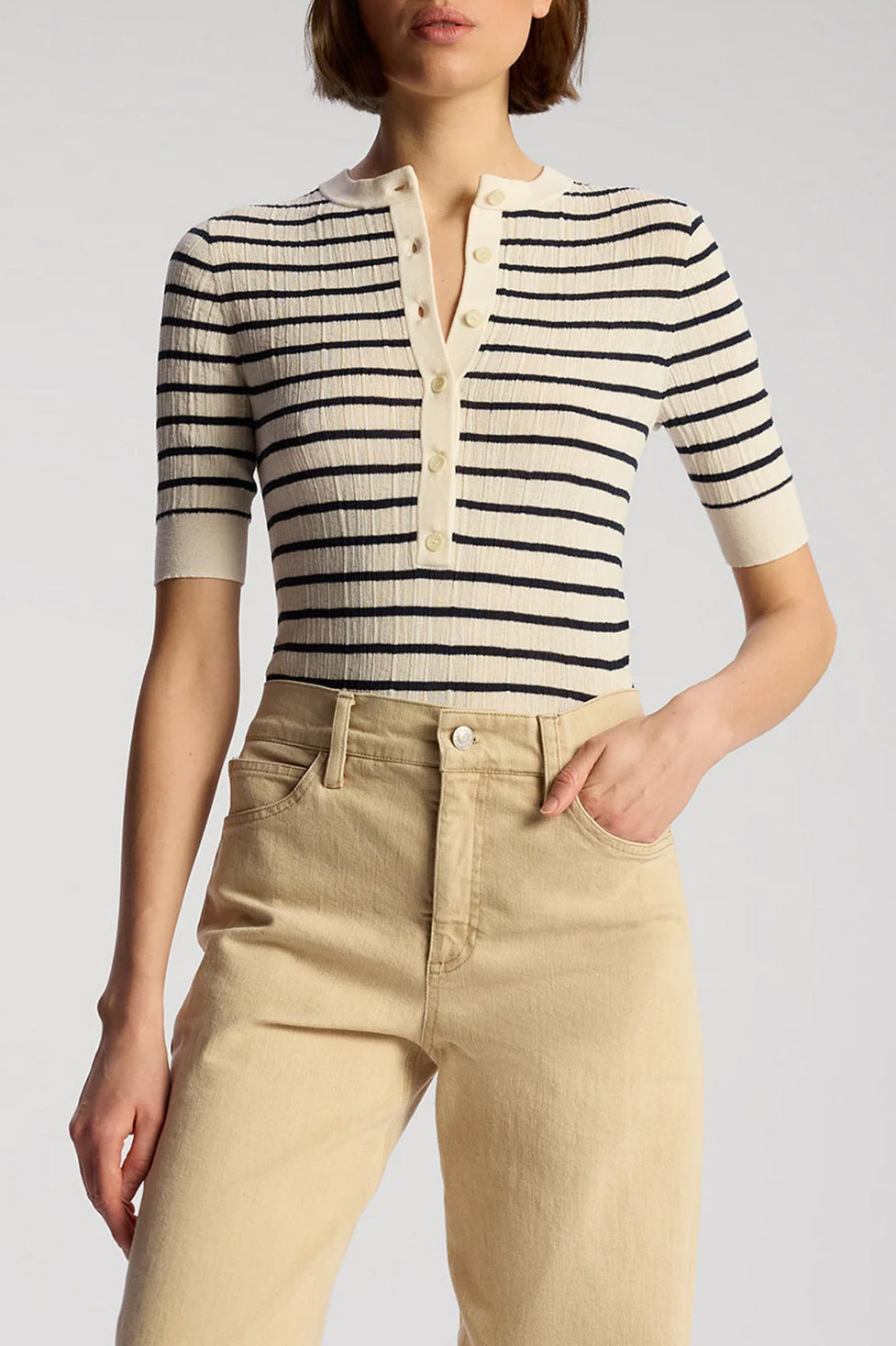 Top Fisher a righe bianche/navy