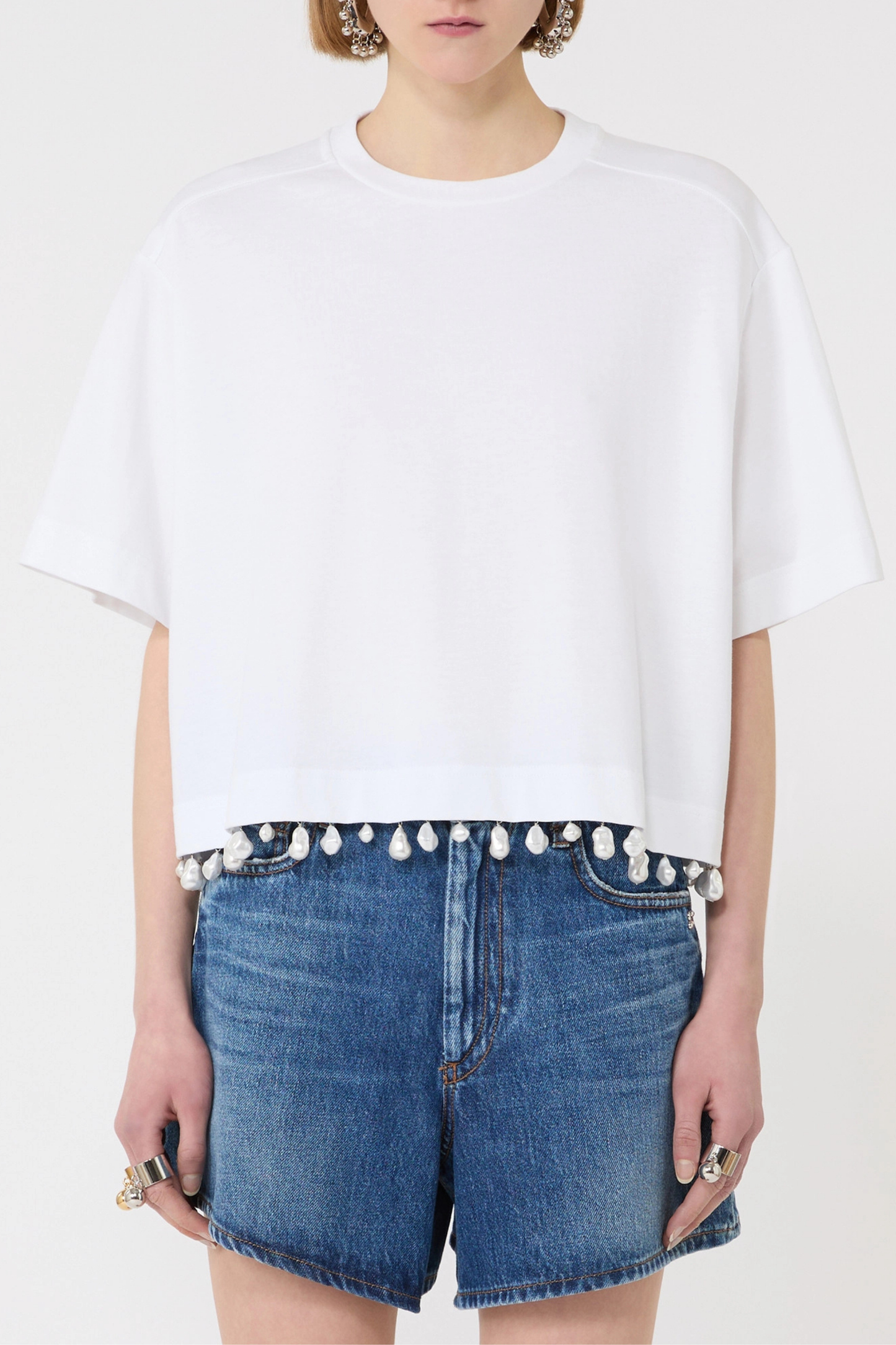 T-Shirt Palmas Pearls in Optical WhiteSportmax - Anita Hass