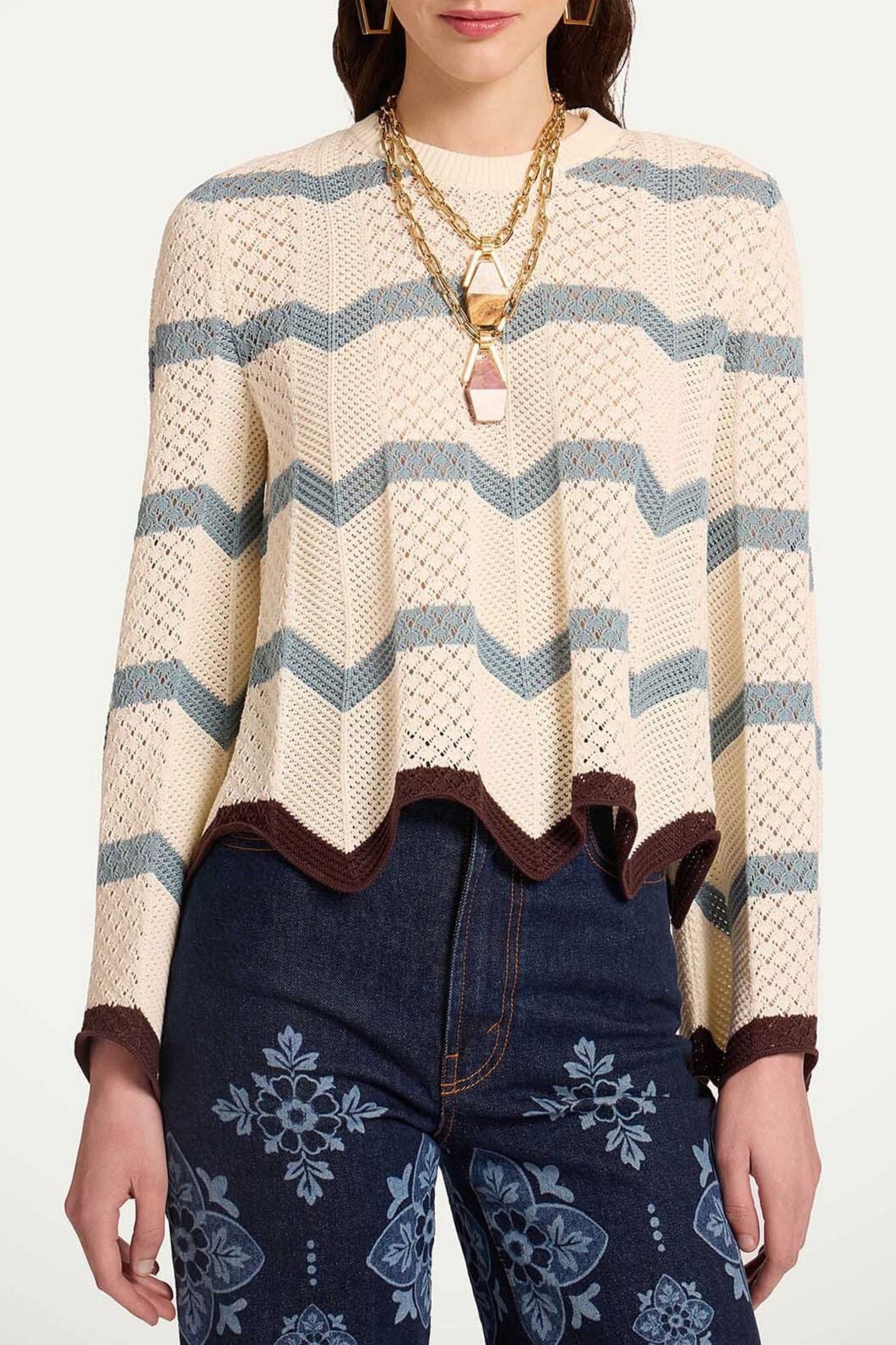 Pullover Chevron in Blue/Ivory La Double J