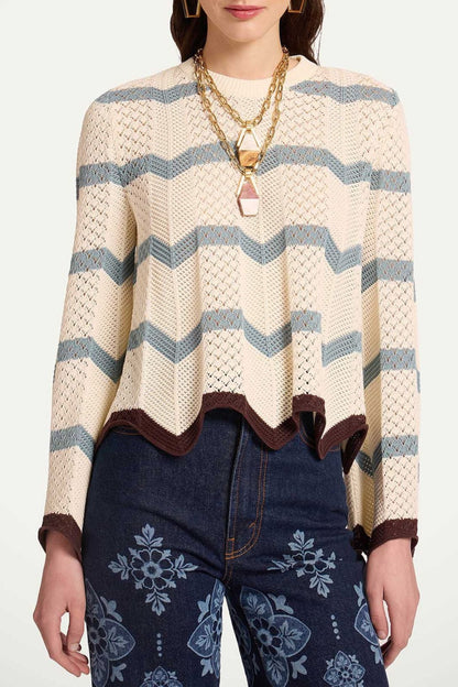 Pullover Chevron in Blue/Ivory La Double J