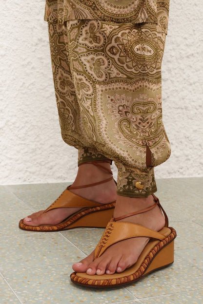 Pantalon Luna Harem en Olive Perla Paisley