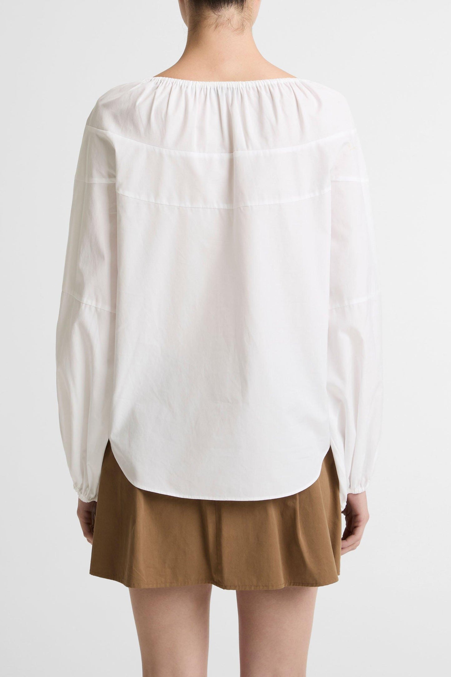 Shirred longsleeve in Optic White