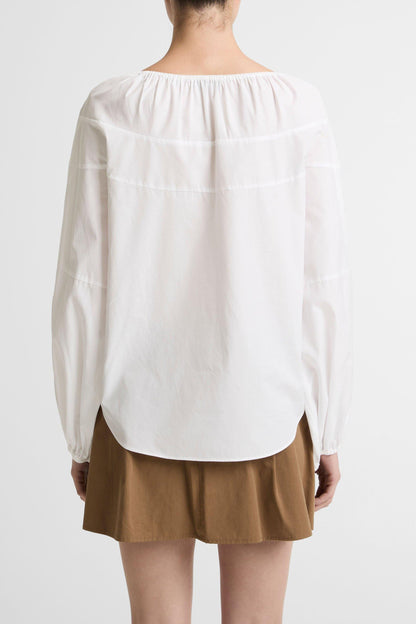 Shirred longsleeve in Optic White